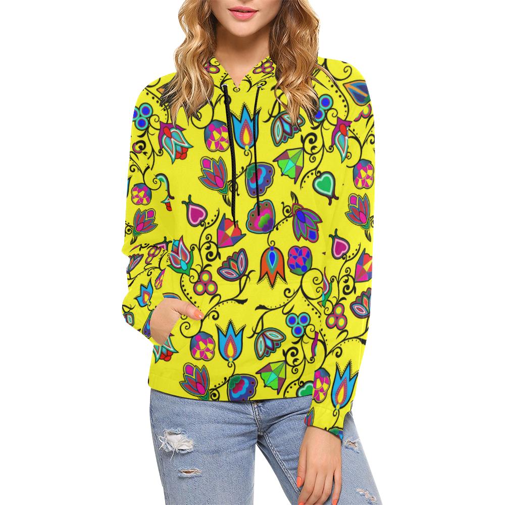Indigenous Paisley - Yellow All Over Print Hoodie for Women (USA Size) (Model H13) All Over Print Hoodie for Women (H13) e-joyer 