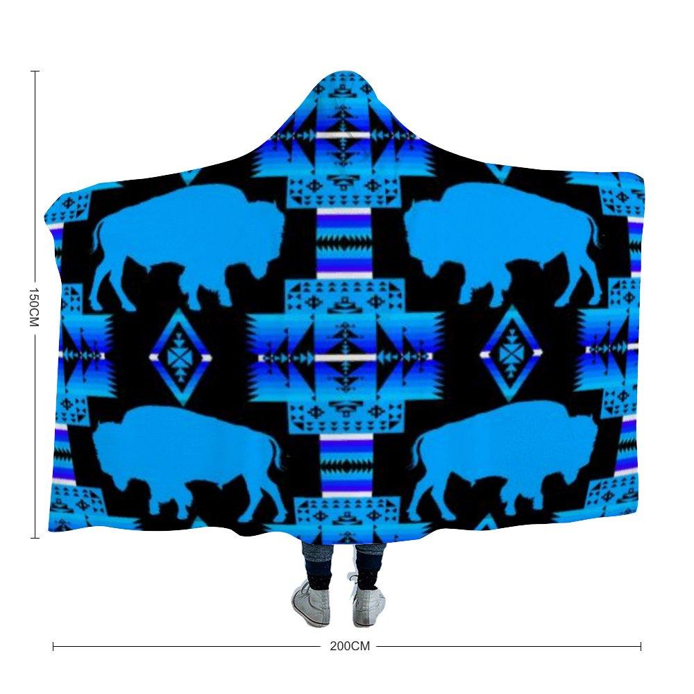 Midnight Buffalo Cloak Hooded Blanket 49 Dzine Adult Size - 60"x80" 