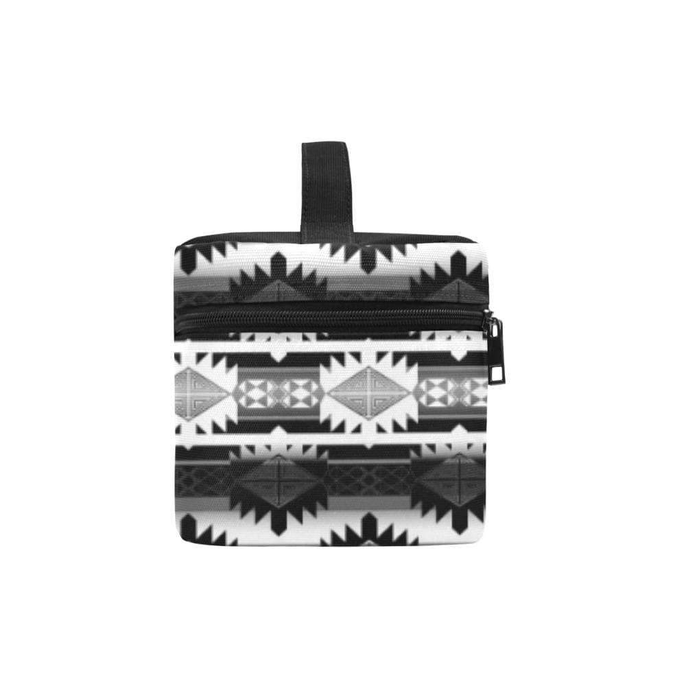 Okotoks Black and White Cosmetic Bag/Large (Model 1658) Cosmetic Bag e-joyer 