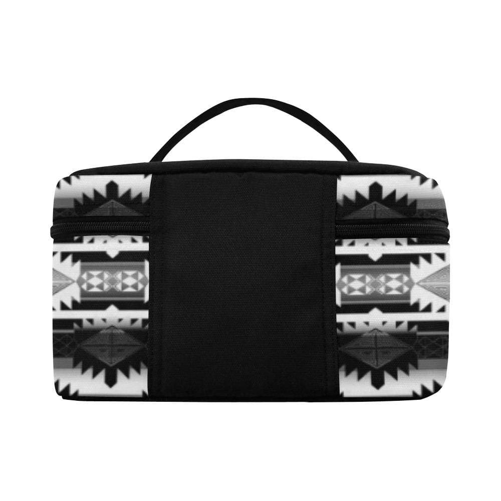 Okotoks Black and White Cosmetic Bag/Large (Model 1658) Cosmetic Bag e-joyer 